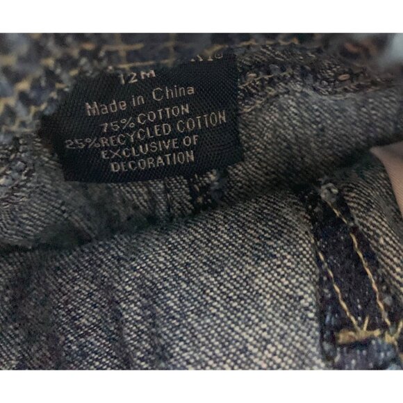 Vintage Faded Glory Girls Infant Baby Size 12 months Blue jeans Denim Shorts Flo - Picture 3 of 3